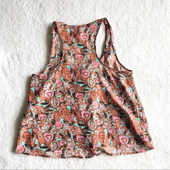 I LOVE H81 Womens Medium Floral Casual Summer Button Front  Racerback Tank Top - Picture 2 of 6